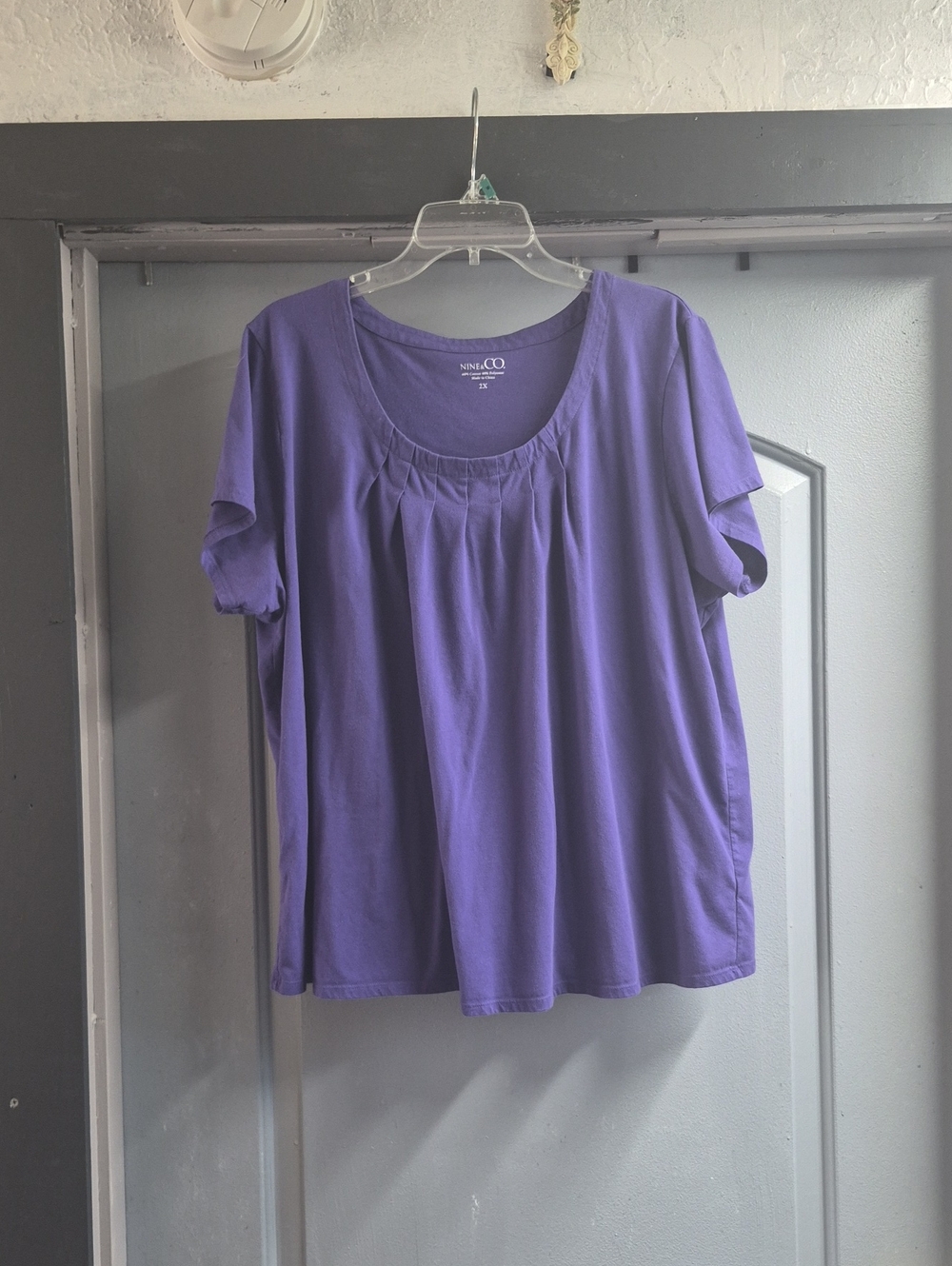 Nine & Co. Scoop Neck Short Sleeve Tee in Purple Sz 2X